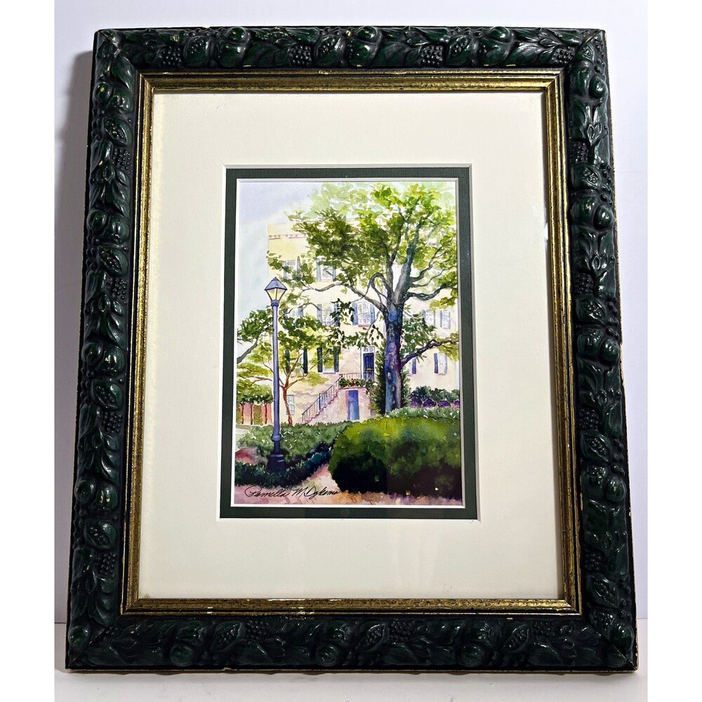 Original Signed Watercolor Painting Framed Landscape House Pamella M. Dykema